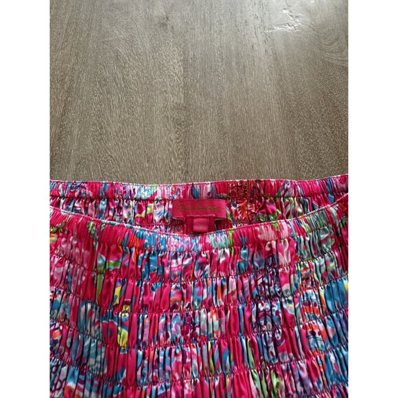Lilly Pulitzer Deavan Midi Skirt Smocked Tiered Hot Pink Size Small - Picture 2 of 5